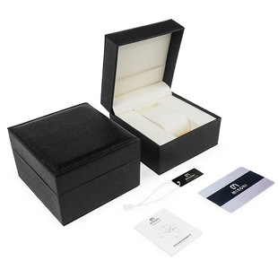 Bujiada No Logo Black Leather Box Watch Gift Box Flip Watch Box Accessories Factory Customization
