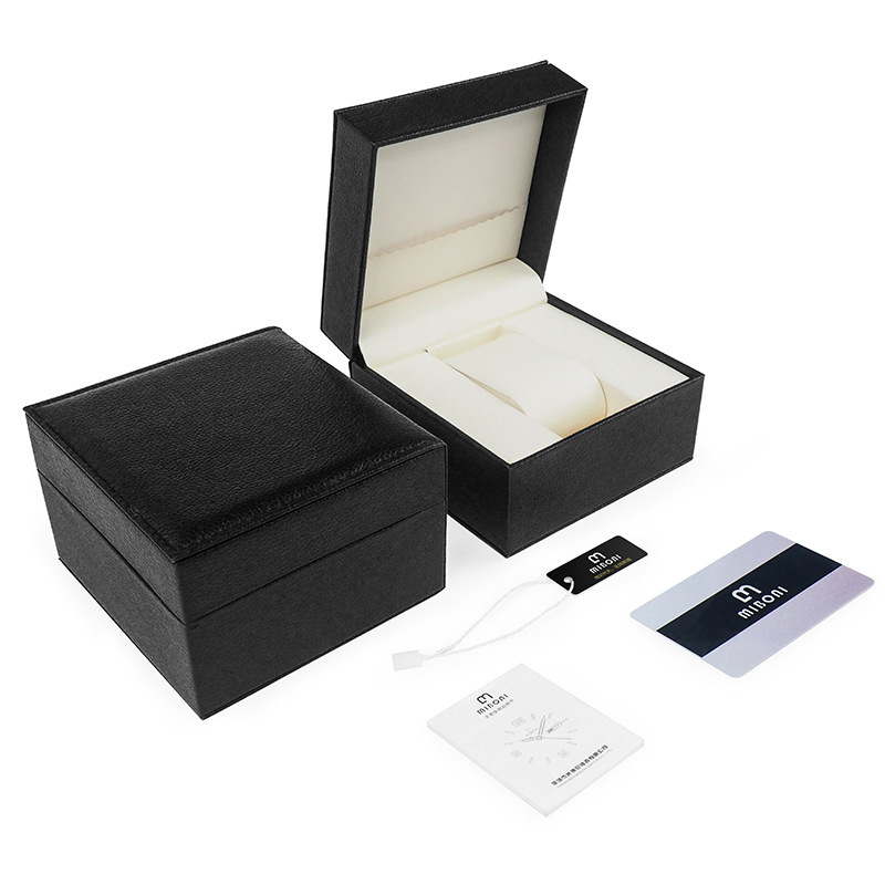 Bujiada No Logo Black Leather Box Watch Gift Box Flip Watch Box Accessories Factory Customization