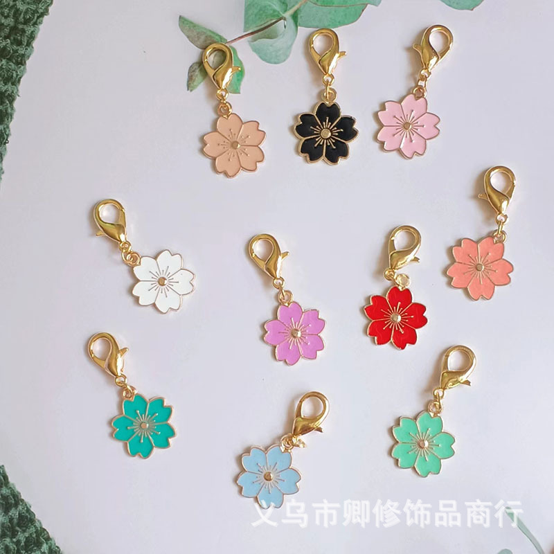 合金滴油五瓣花樱花龙虾扣挂饰DIY服饰包包钥匙扣装饰配件批发