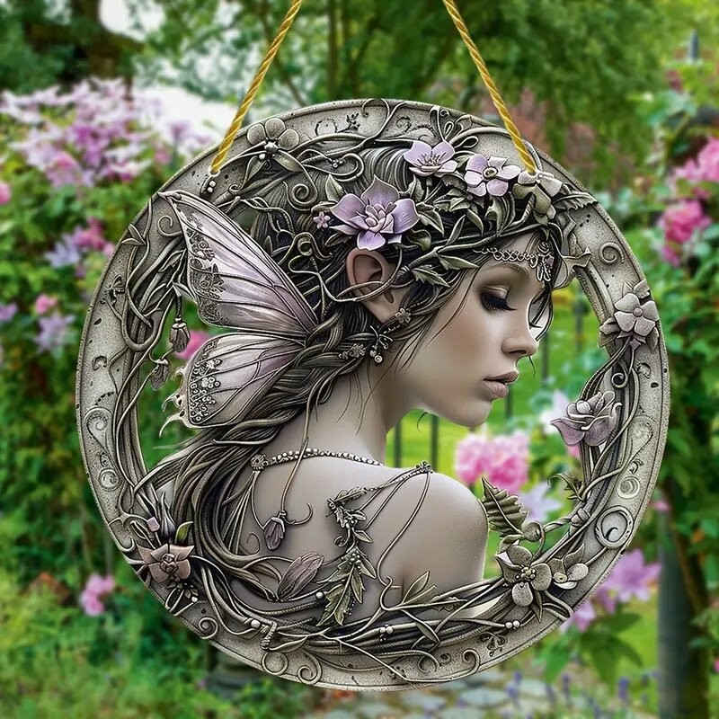 Decoración creativa transfronteriza acrílica disco plano colgar princesa de cuento de hadas belleza figura de captura de sol ventana decoración porche