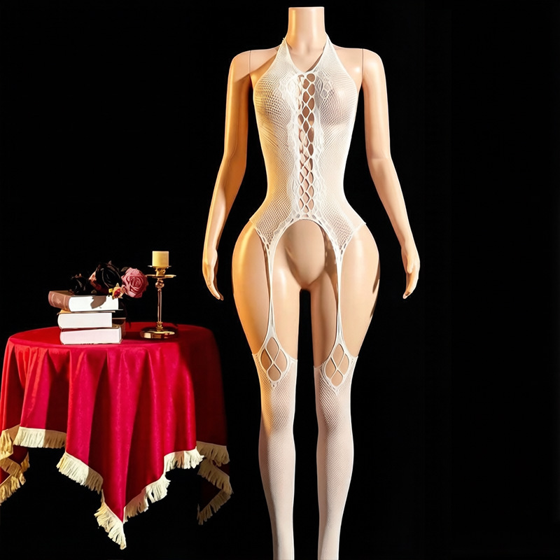Fábrica de ropa interior de mariposa transfronteriza Temu europea y americana sexy cuello colgante uniformes de malla seducción amor 748