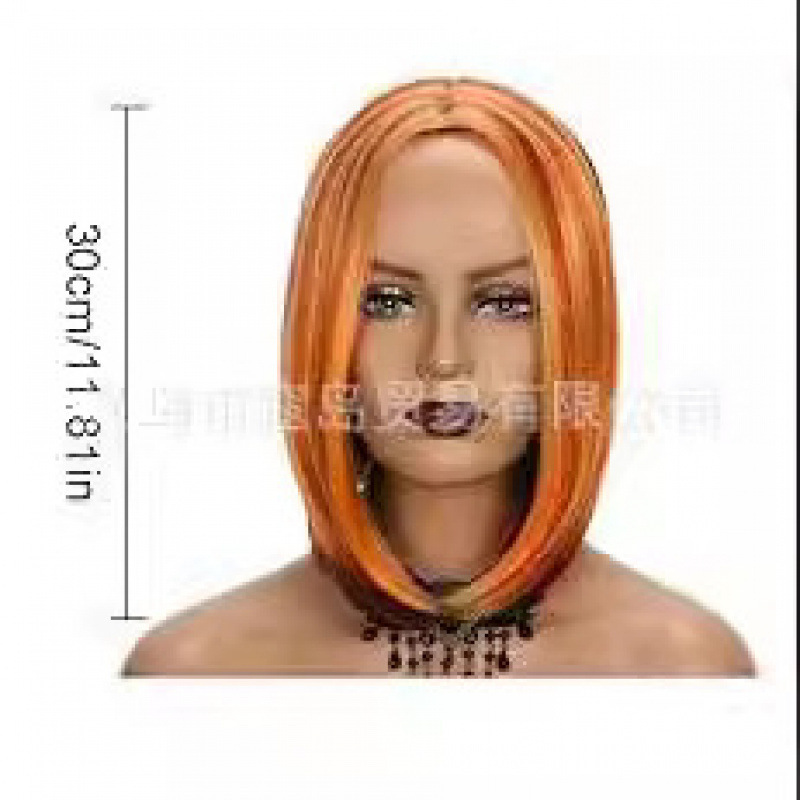 Halloween 60S-70S Retro Punk Hippie Orange Long Straight Hair Wig Golden Men's Rock Punk Hairpiece