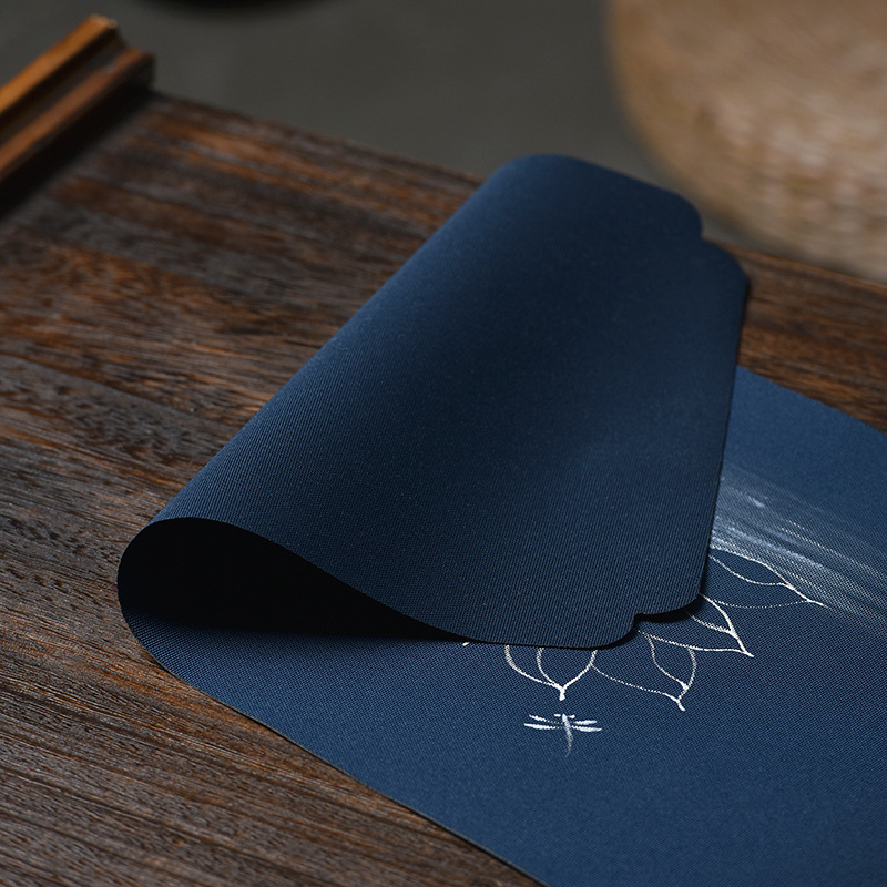 Alfombra de té seca pintada a mano impermeable estera de aislamiento de tela zen mantel de gama alta ceremonia del té titular de la estera corredor de la mesa estera de la placa de té