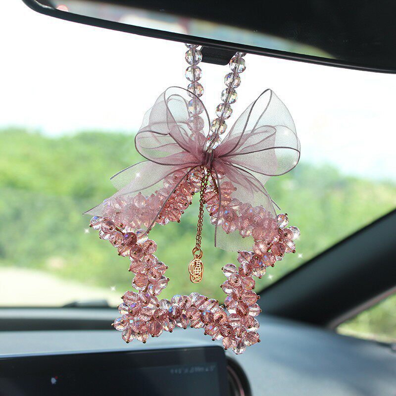 New car star crystal pendant for car interior rearview mirror decoration, safety charm, high-end internet celebrity hot item