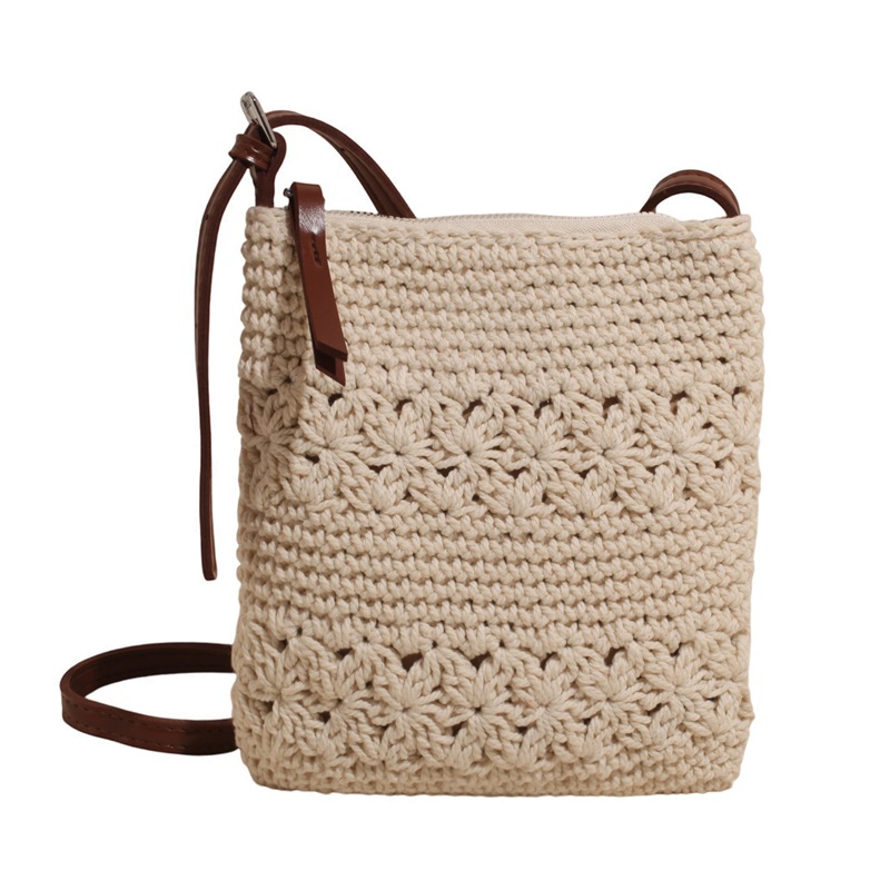 Bolso tejido de moda coreana 2025 verano nuevo bolso femenino bolso de vacaciones junto al mar bolso de mensajero de playa de moda marea