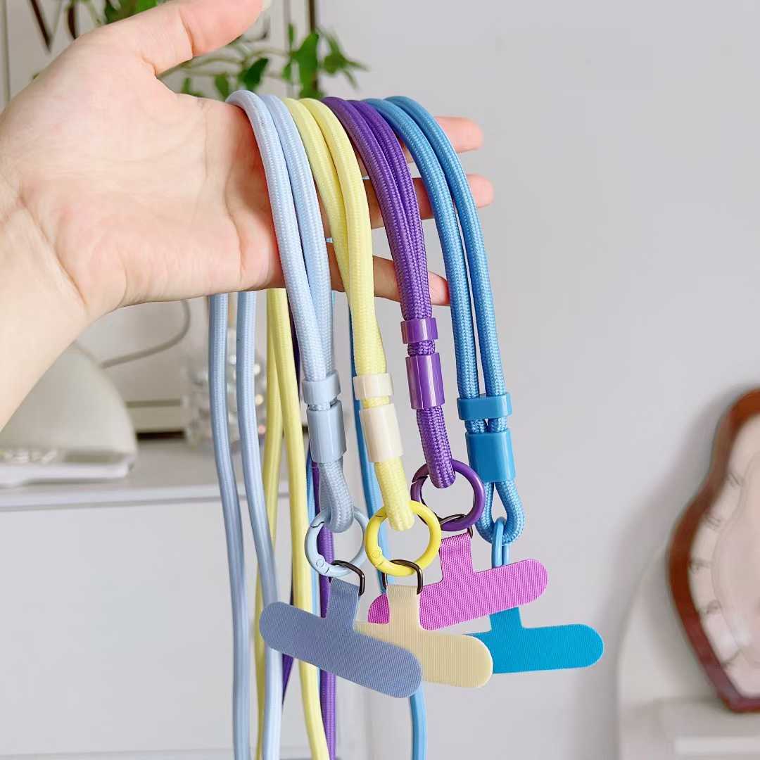 时兴3七彩手机挂绳带垫片适用高端伸缩调节防丢防盗钥匙扣手机绳