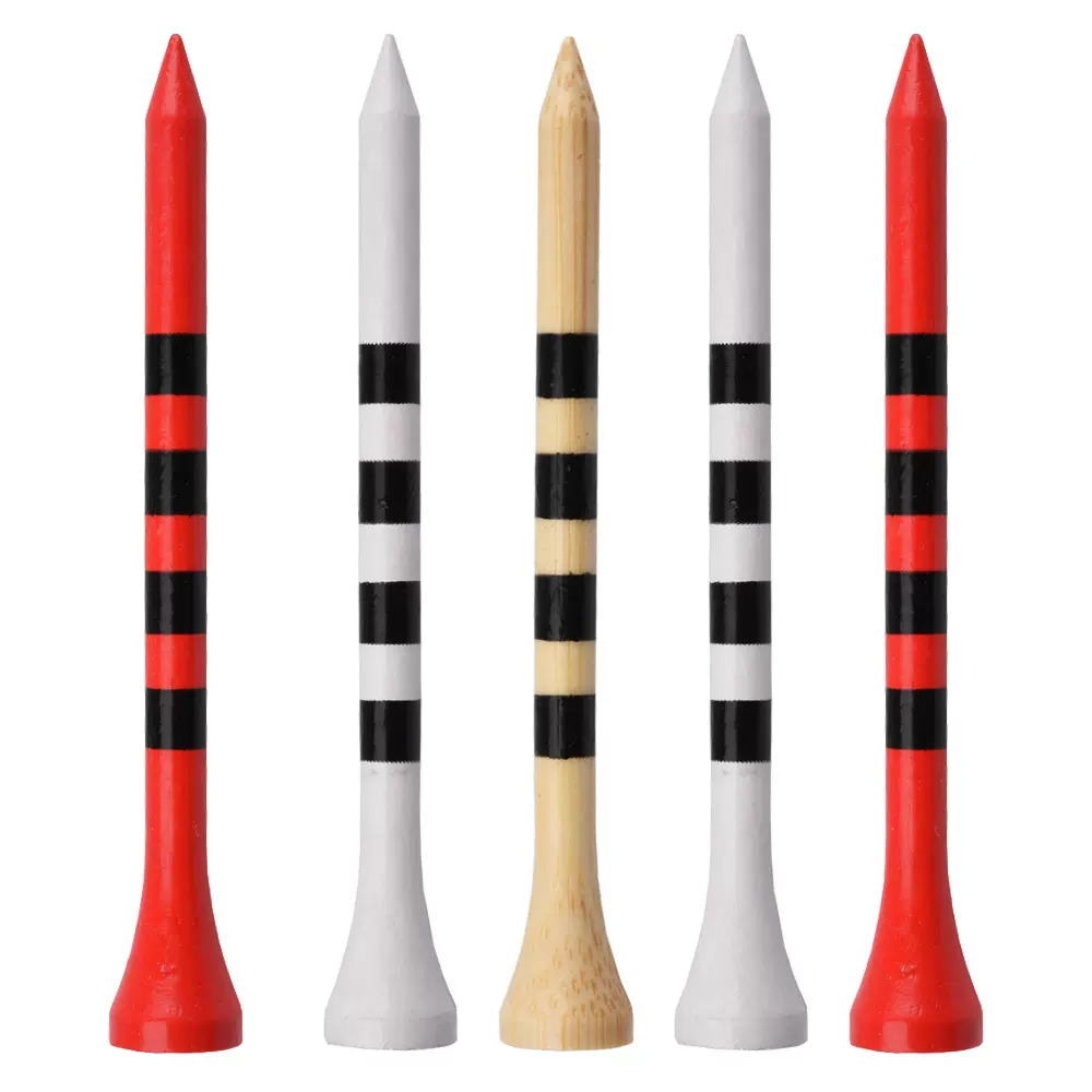 高尔夫球钉 彩色条纹竹钉 球TEE 木钉球托球座70/83mm100PCS一包