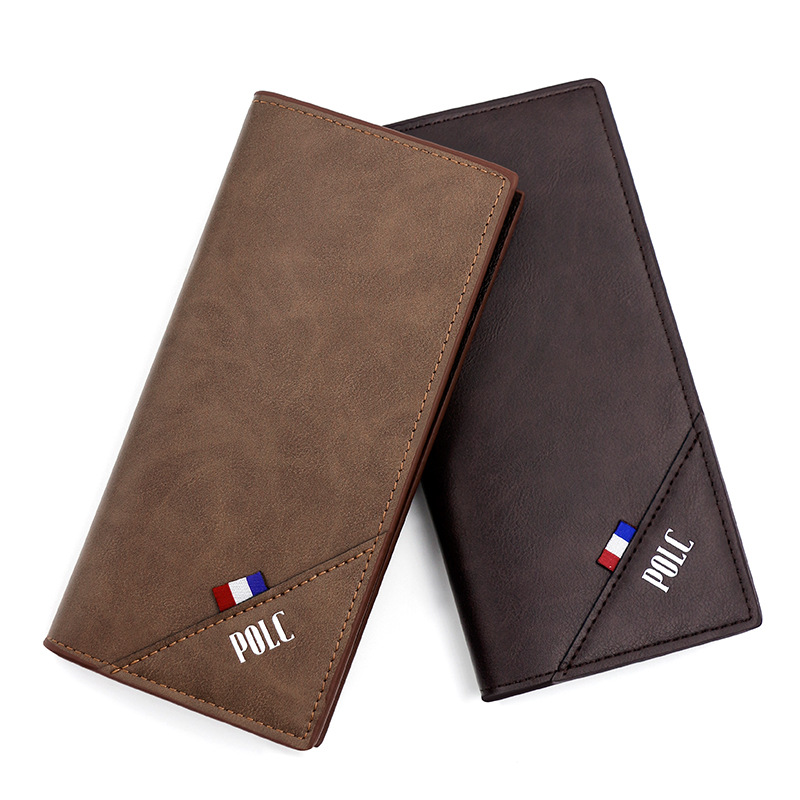 Nueva transfronteriza de Los Hombres de la cartera urbana simple 3 veces de color sólido larga cartera de los hombres billetera titular de la tarjeta billetera al por mayor