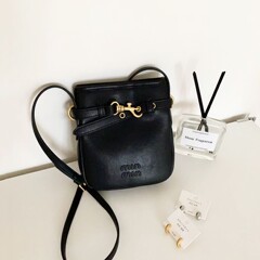 vintage中古手机包小挎包女高级感复古真皮单肩斜挎包小水桶包包