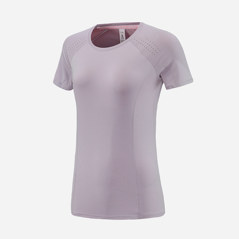 Europa y América transfronterizas camisetas de hielo de secado rápido delgado agujero de acondicionamiento físico transpirable de manga corta camisetas de yoga deportivas