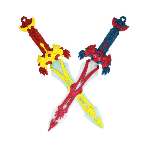 Cross-border new large transparent flash stick light music electric rotating luminous sword stall children's toys wholesale