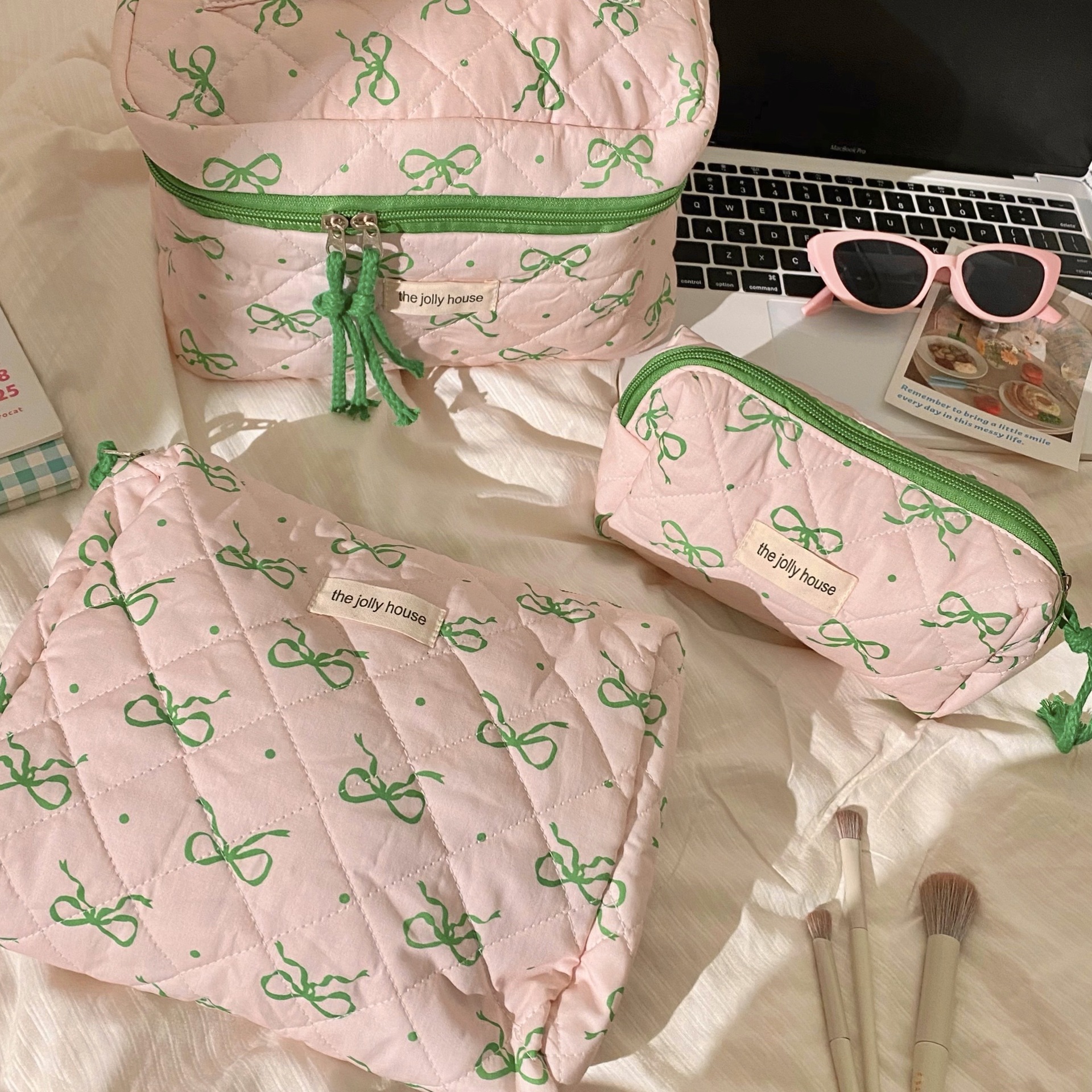 Streetwear Bow Knot Canvas Square Makeup KLEIN bags display picture 9