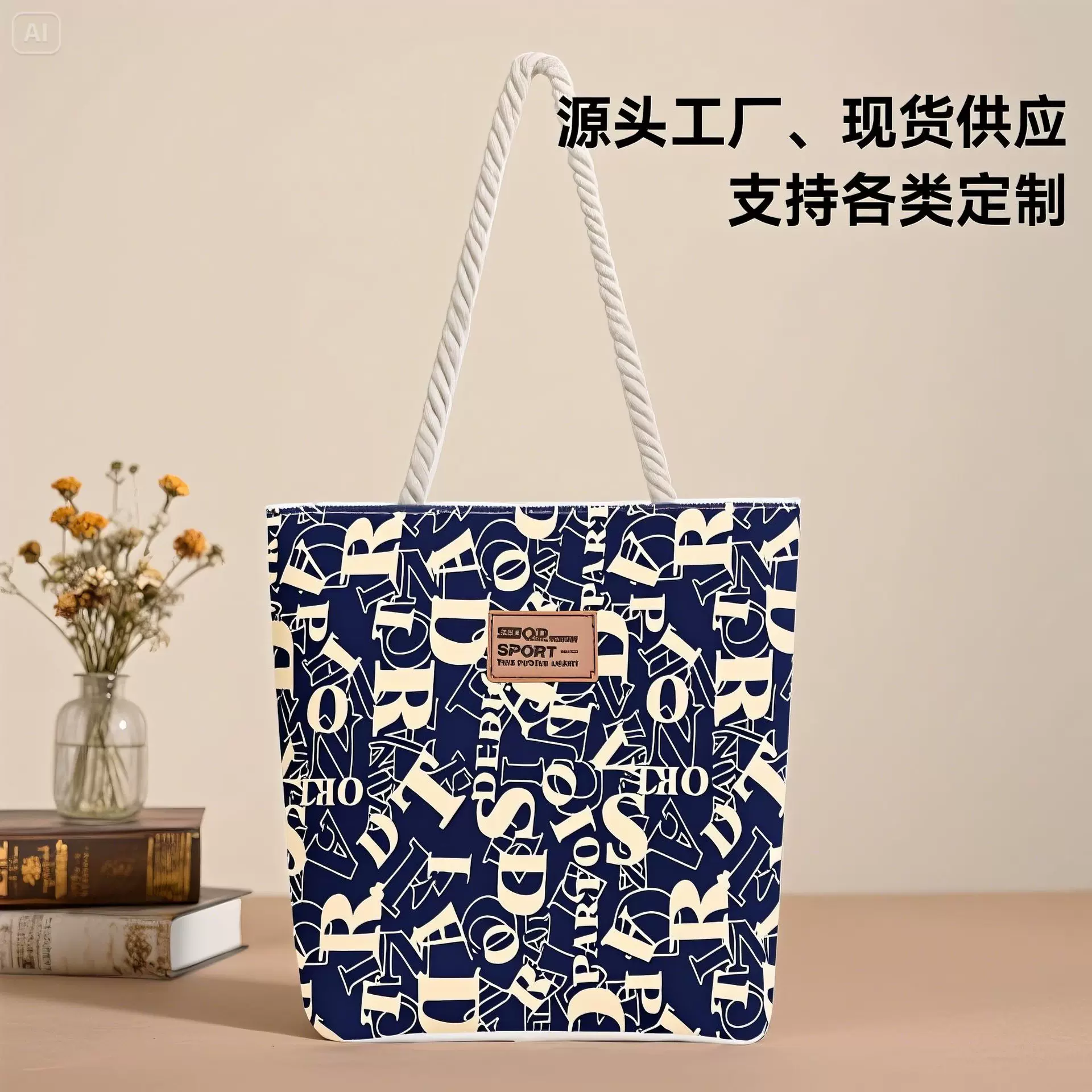 跨境新款时尚印花帆布包气质百搭仙女单肩包手提包大容量学生书袋