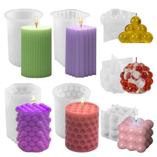 DIY crystal glue resin plaster abrasive square striped cylinder wavy dot candle table silicone mold