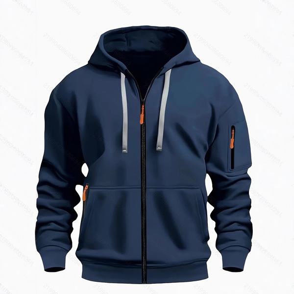 Autumn casual sweatshirt with zipper with a round collar