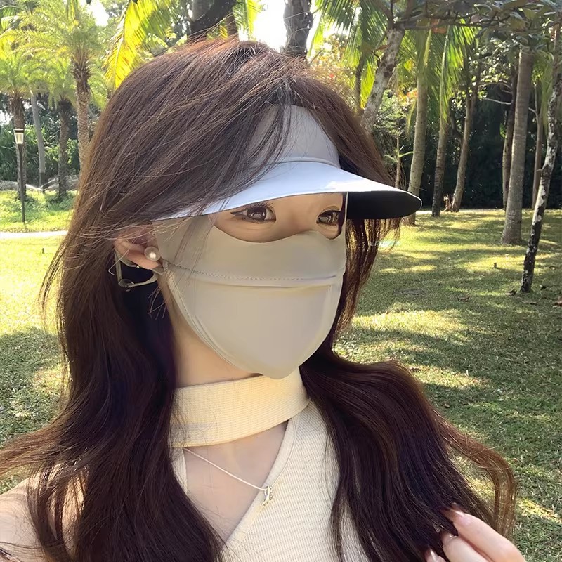 여성 여름 자외선 차단 마스크 와이드챙 얼굴 햇빛가리개