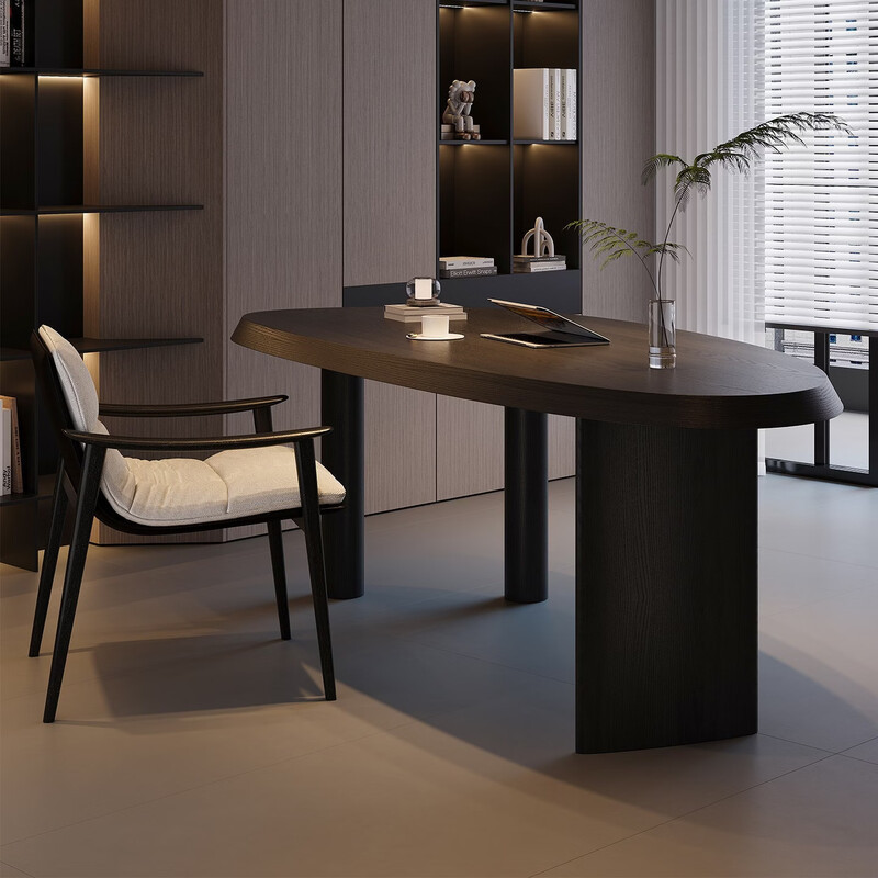 Solid wood computer desk, light luxury and high-end office desk, Italian minimalist writing desk, designer study desk for home use Solid wood computer desk, light luxury and high-end office desk, Italian minimalist writing desk, designer study desk for home use