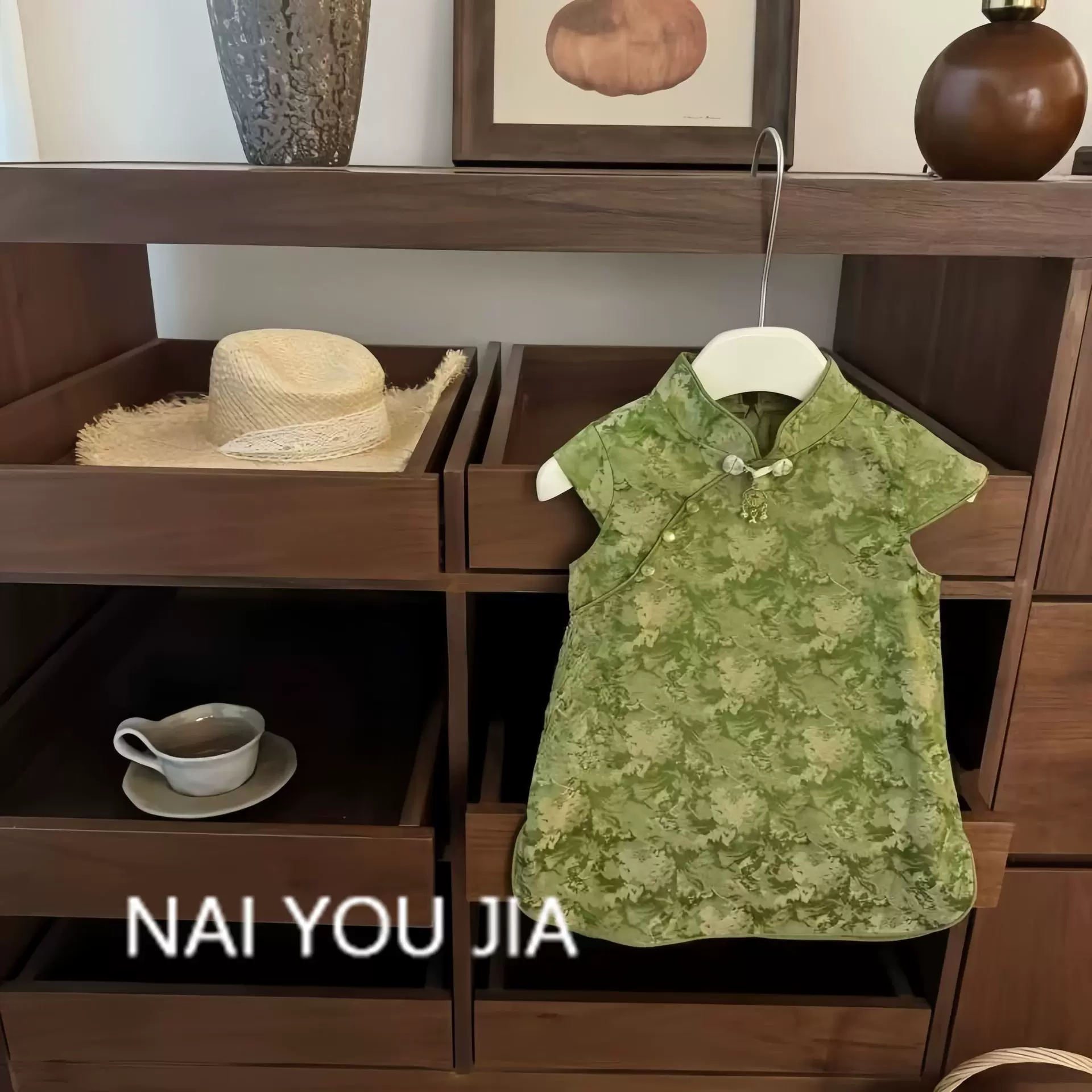 奶油旗袍连衣裙夏装2025新款新中式儿童国风裙子宝宝周岁礼服夏季