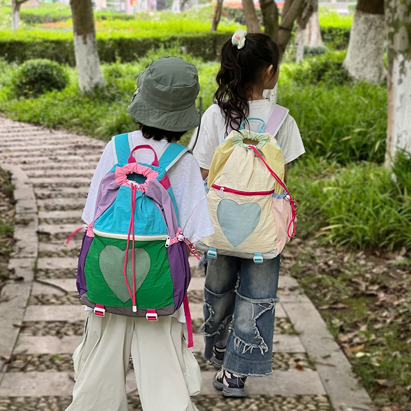 Mochila coreana de gran capacidad para niños y niñas dulce amor extranjero cuerda de dibujo bolsas escolares de niños bolsas de viaje de moda