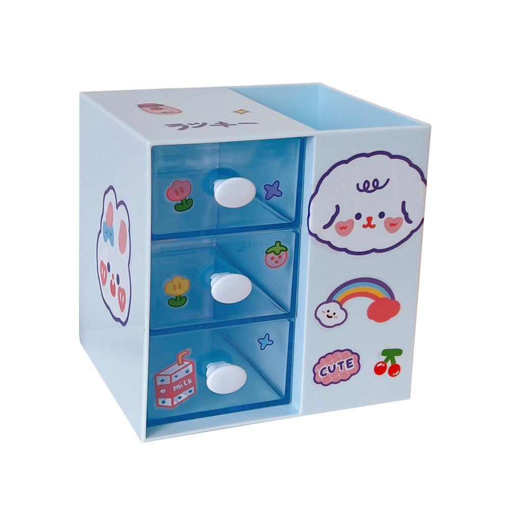 Titular de la pluma de dibujos animados linda chica corazón creativo moda ins estilo niños estudiante papelería caja de almacenamiento de escritorio multifuncional