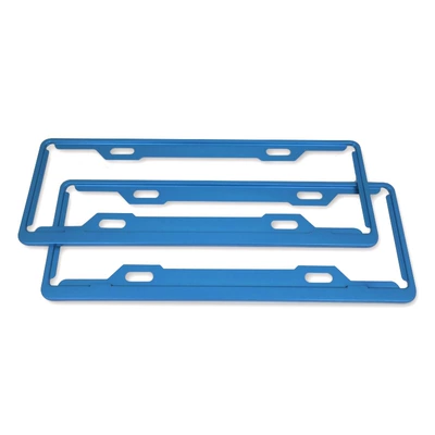 New traffic regulations color aluminum alloy license plate frame LOGO silk screen license plate frame license plate frame thick car supplies (License plate holder/license plate holder) - blue