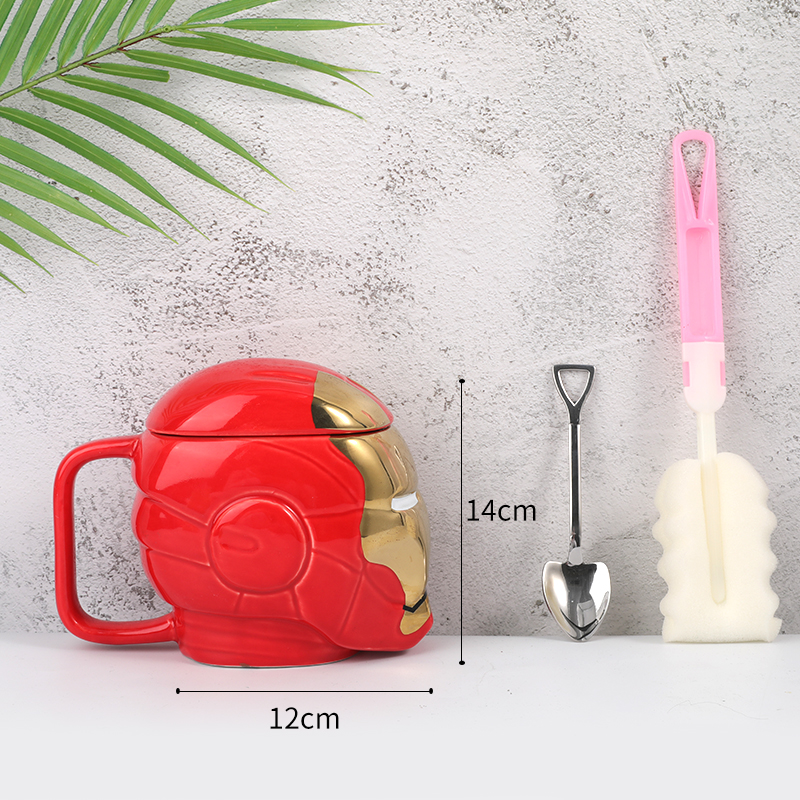 Cerámica transfronteriza Marvel Cup Iron Man con cubierta con cuchara taza Deadpool Thanos taza de agua tendencia de personalidad