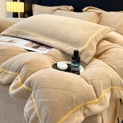 Winter Warm Class A Baby Grade Milk Velvet Four-piece Set Double-Sided Thickened Coral Velvet Quilt Cover Plus Velvet Bedding