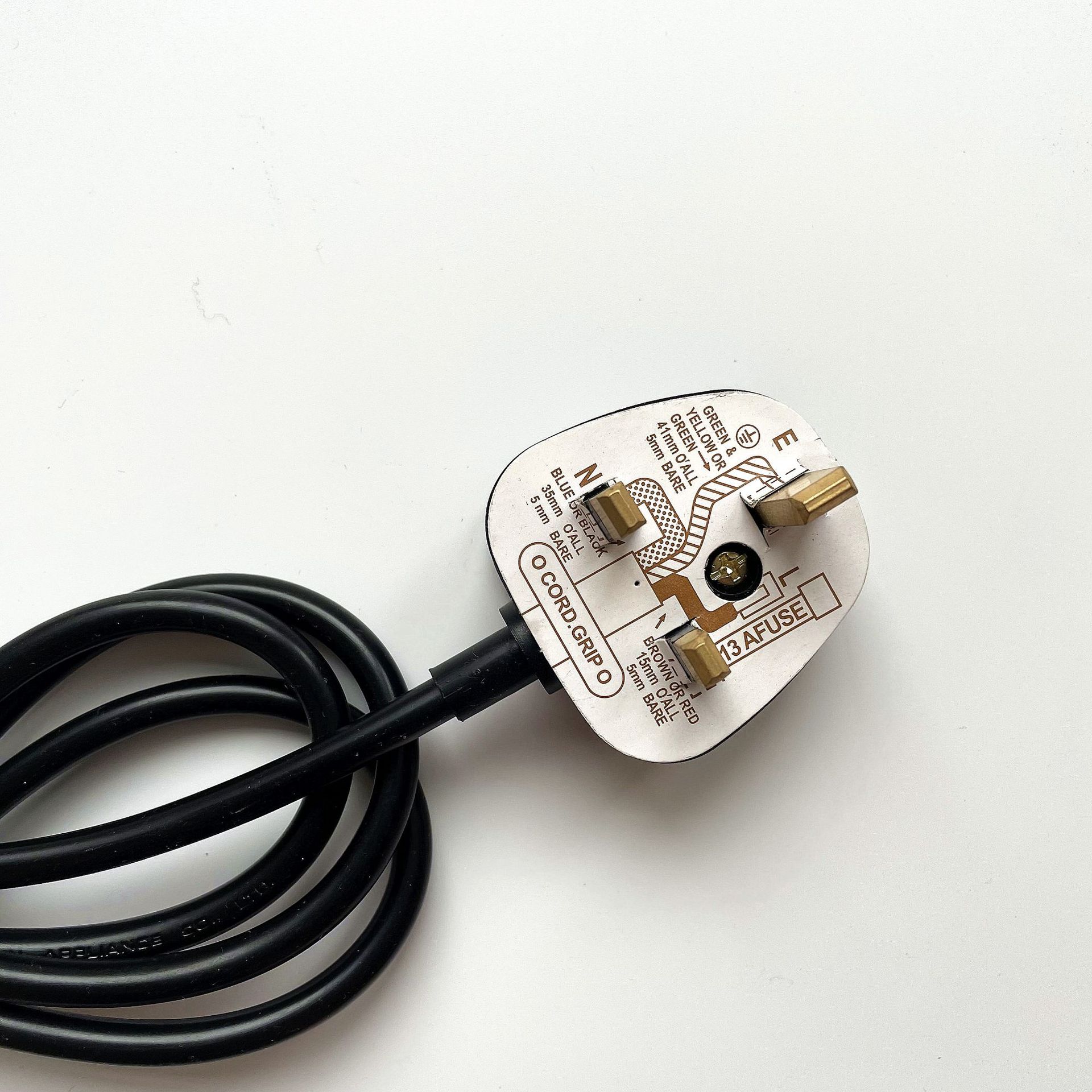 沙特阿拉伯海湾七国SASO2203标记BS1363可拆线插头电源线 13A250V