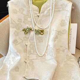 2025新款气质提花圆领感国风中国风新中式马甲女早春薄款上衣