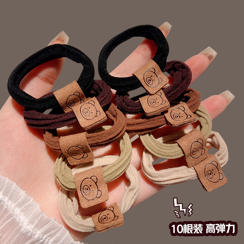 Internet celebridad alta elástica sin costura oso cabeza cuerda femenina corbata bola cabeza anillo de pelo gruesa banda de goma cabeza cuerda durable alta cola de caballo