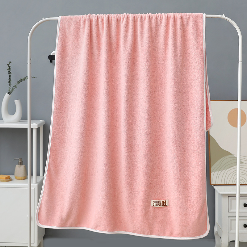 Label Coral Fleece Plain Bath 70*140 Soft Absorbent Thickened Large Gift Beach Towel New Model_voghion.com