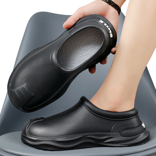 Men's Rain Boots Autumn New Black Waterproof Oil-Resistant Chef Shoes with Removable Insoles, Soft Sole, Non-Slip, Office Work Safety Shoes