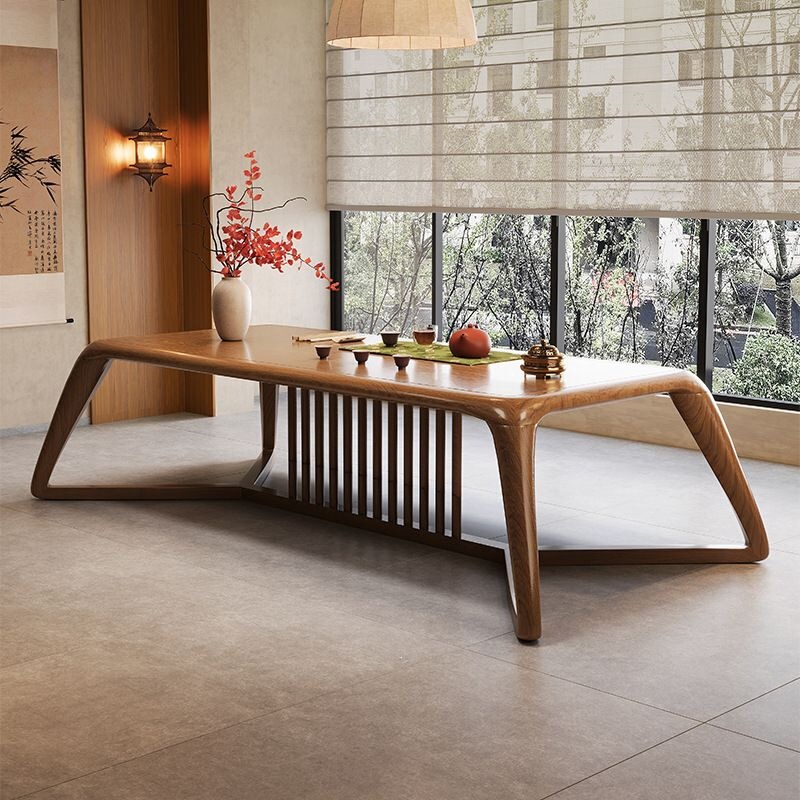 New Model of Tea Table and Desk Integrated Dual-Purpose Study Desk, Tea Table Integrated with New Chinese-Style Solid Wood Traditional Chinese Study Screen Desk