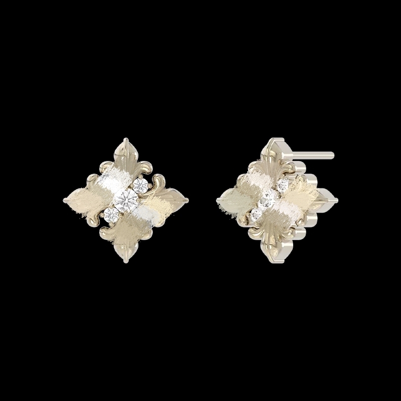 Three-Fold Iris Flower Mini Earrings for Women, Vintage Maillard Style, Niche Small Earrings with a Sense of Design
