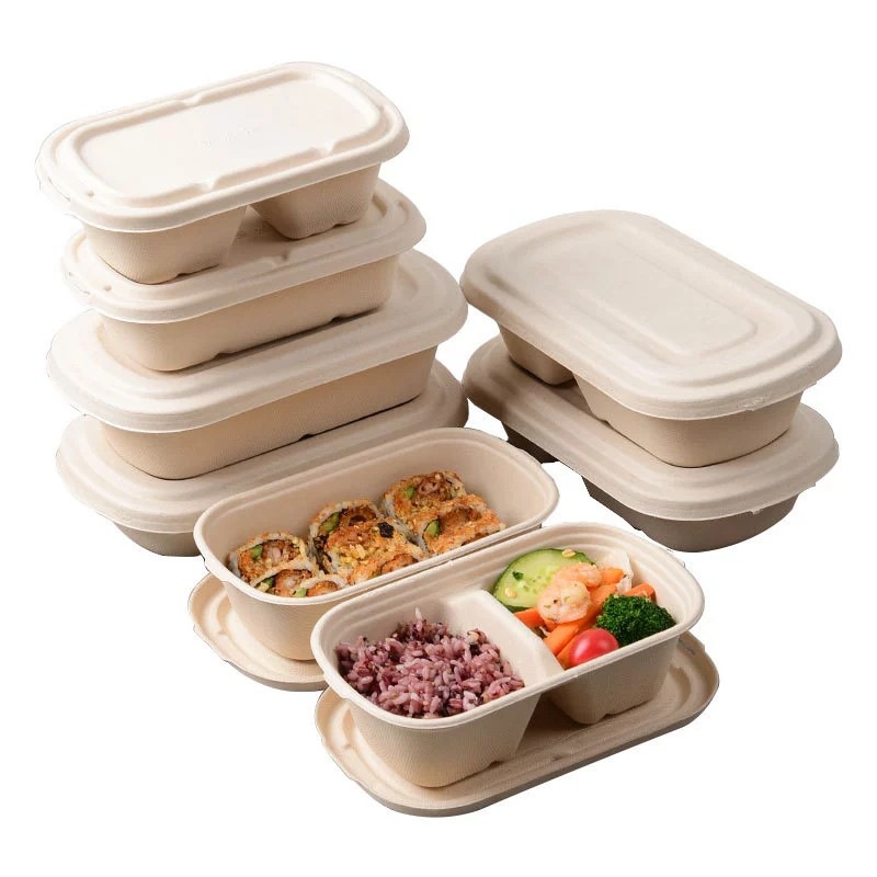 Ensalada de comida ligera, caja de embalaje de mochi, lonchera desechable, comida para llevar degradable 700 850, caja bento de 1000 puntos