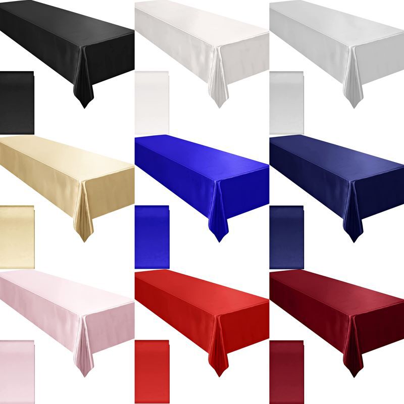 Manteles de satén de color sólido con costuras de alta densidad para bodas, restaurantes y decoración del hogar, suministro directo de fábrica.