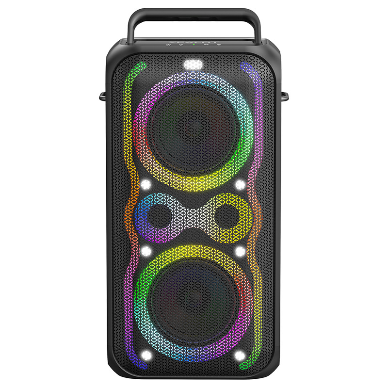 Alta potencia square danza barra de sonido doble de 8 pulgadas altavoz Bluetooth de alta calidad al aire libre gran radiodifusión fiesta luz RGB