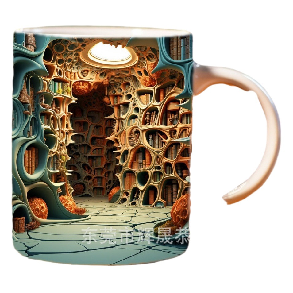 Taza multiusos del diseño creativo del espacio de la nueva Taza de cerámica transfronteriza de la estantería 3D