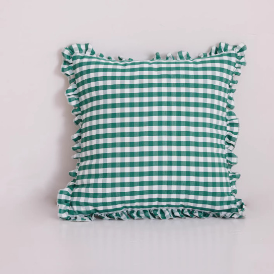 almohada a prueba de agua verde-blanco estricto borde de hoja de loto
