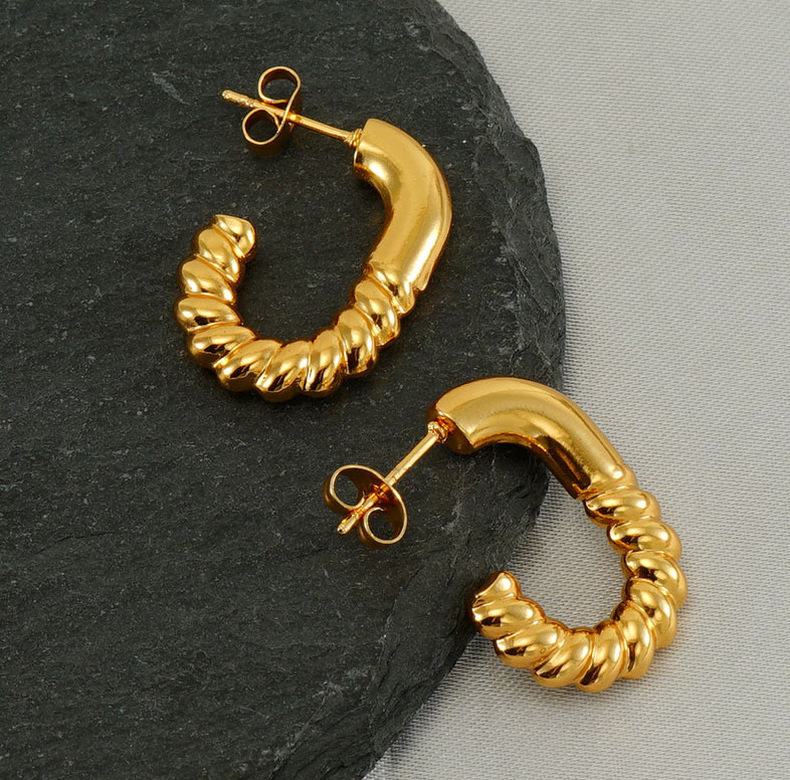 Hoop Earrings, Ear Studs Classification 1 Pair Simple Style Geometric 304 Stainless Steel 18K Gold Plated Hoop Earrings Ear Studs