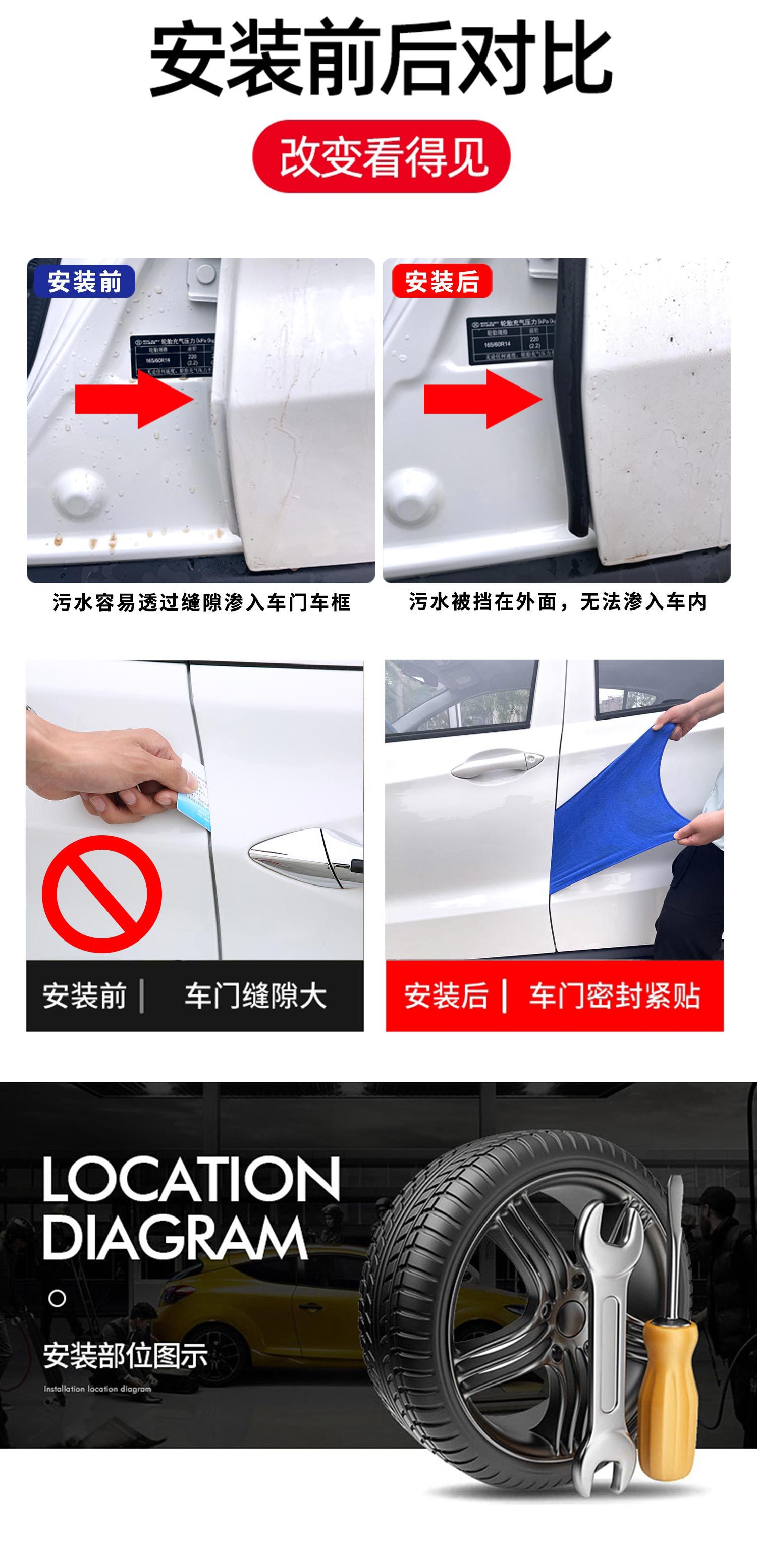 B- pillar car sealing strip car door seam dustproof soundproof strip steel strip B- pillar slot bumper strip paste car rubber strip