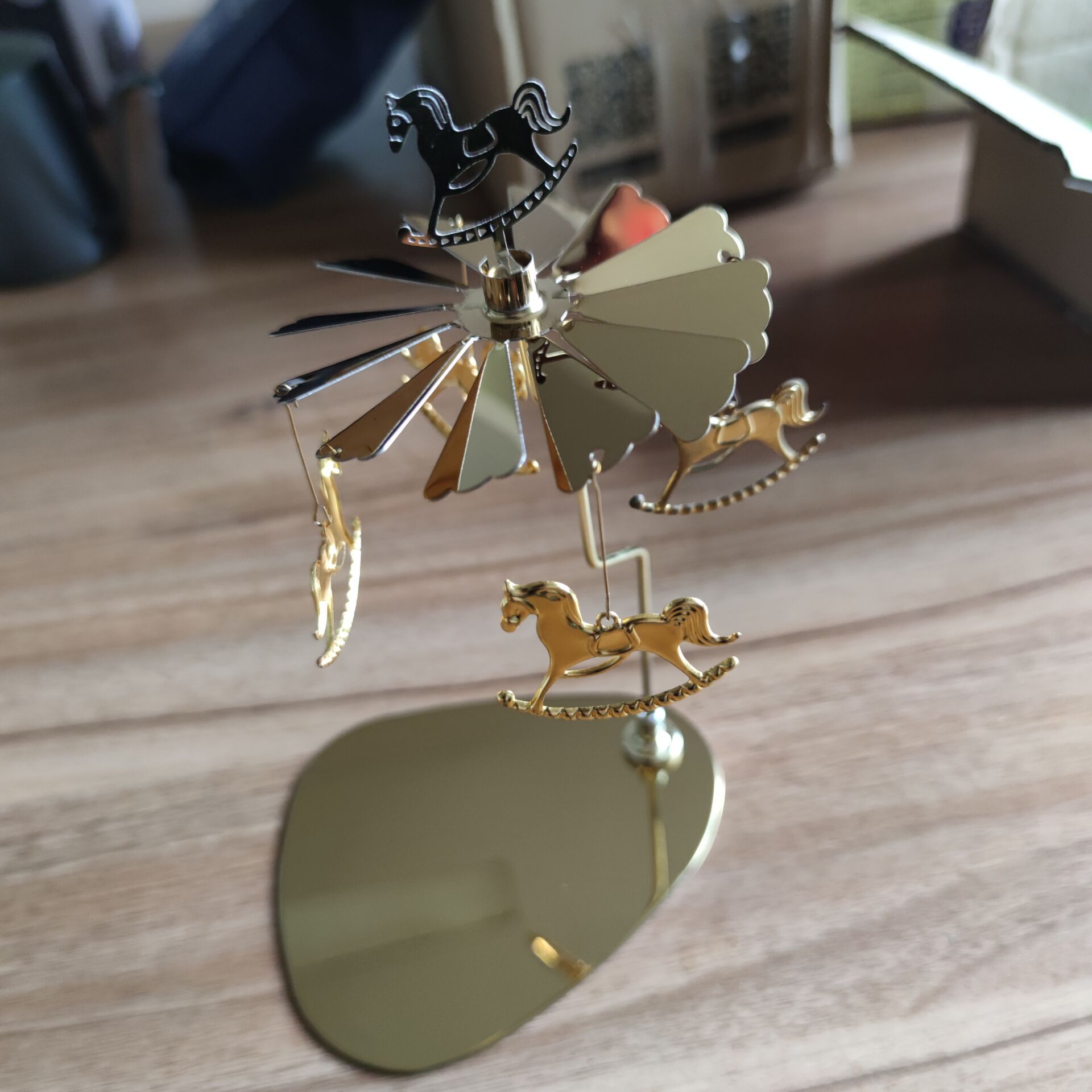 INS Amazon fuente Navidad aromaterapia Acero inoxidable doles triángulo redondo bandeja giratoria candelabro linterna