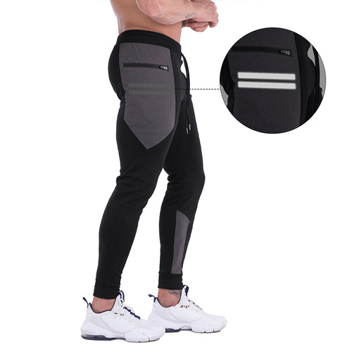  Foreign Trade Sports Pants Men's Quick-Drying Trousers Muscle Fitness Pants Running Reflective Training Squats Slim Fit Small Leg Pants