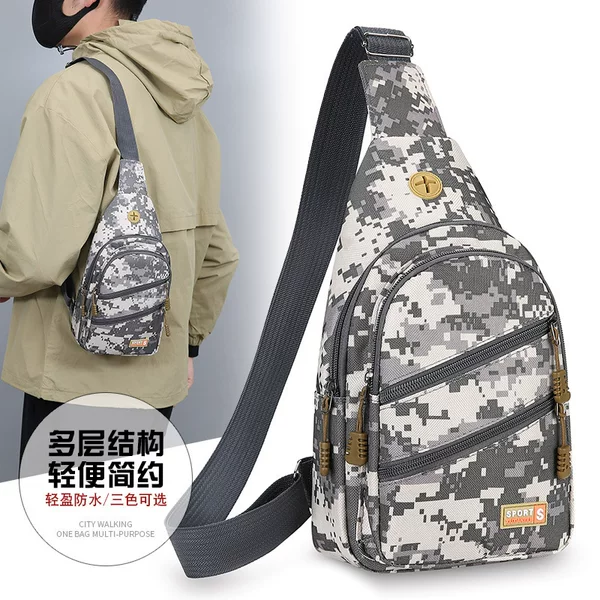 New Simple Men's chest bag fashion trendy shoulder bag lightweight large capacity all-match canvas bag messenger bag wholesale