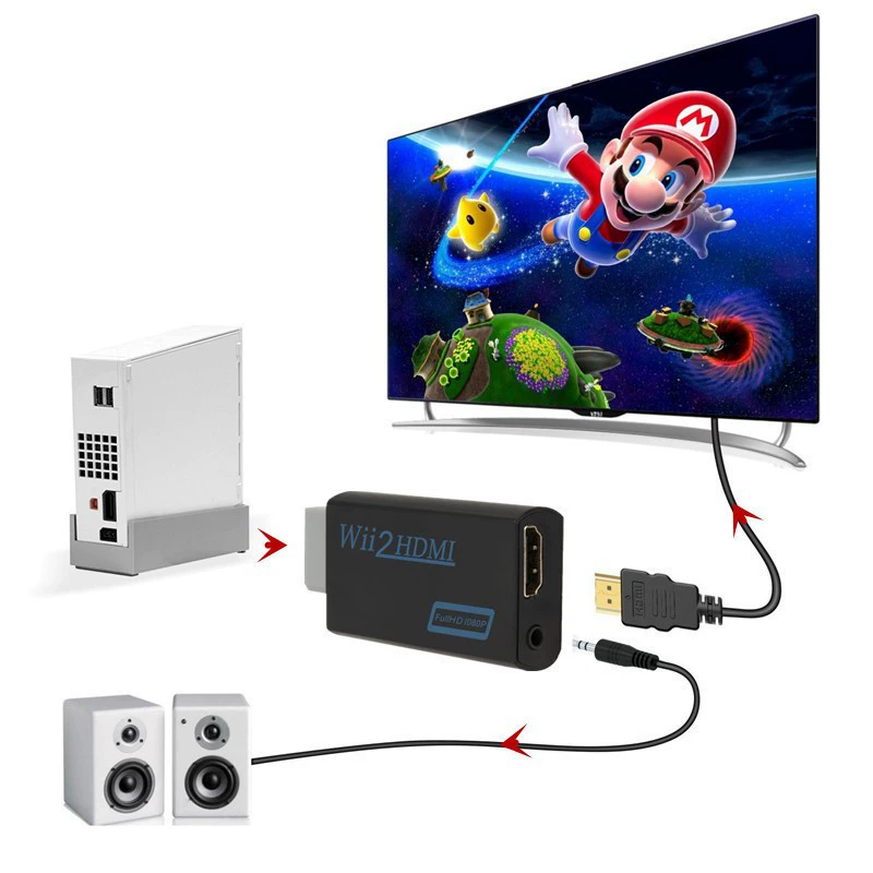 Конвертер Wii в HDTV, адаптер Wii к HDMI, WII2 к HDMI HD, Wii2HDMI