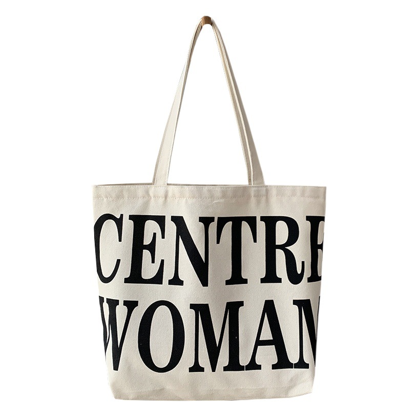 Letra simple bolsa de lona Estilo europeo artístico de estilo coreano para mujer bolsa de clase de estudiante de gran capacidad verano