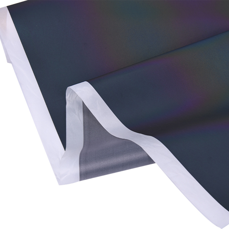 炫彩反光布黑色变色反光面料风衣夹克反光料 七彩涤纶反光面料