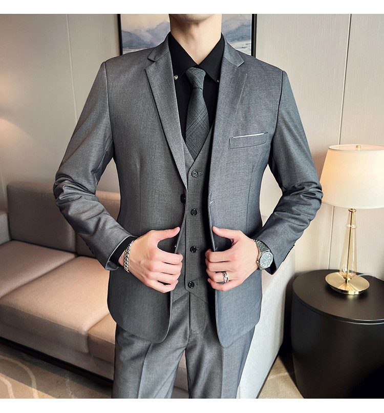 Bộ vest nam ba món ôm dáng, áo vest công sở cho nhân viên văn phòng và chú rể — Burgundy (áo đơn hai nút), Burgundy (áo đơn một nút), Màu xanh (áo đơn hai nút), Màu xanh (áo đơn một nút) chi tiết 15
