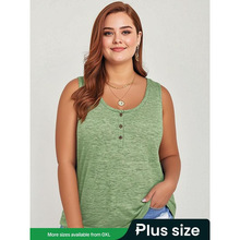 H 29192 Women's plus size solid U-neck sleeveless T-shirt Ů