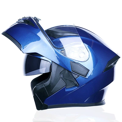 Coolqibao Motorcycle Helmet Men's and Women's Open-Face Helmet Motorcycle Full-Face Racing American Dot Certified Cycling Equipment (Motorcycle Safety Supplies) - sapphire-blue-m